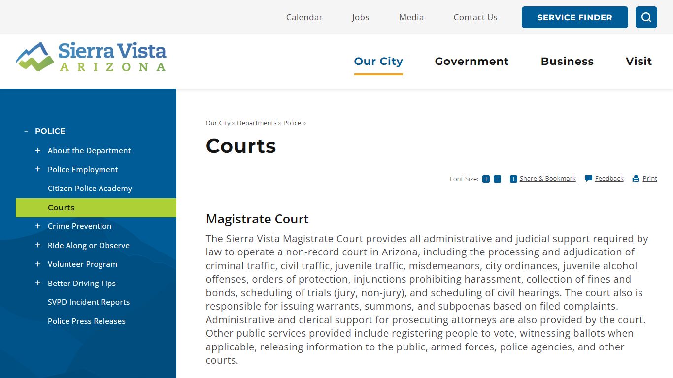 Courts | City of Sierra Vista, AZ